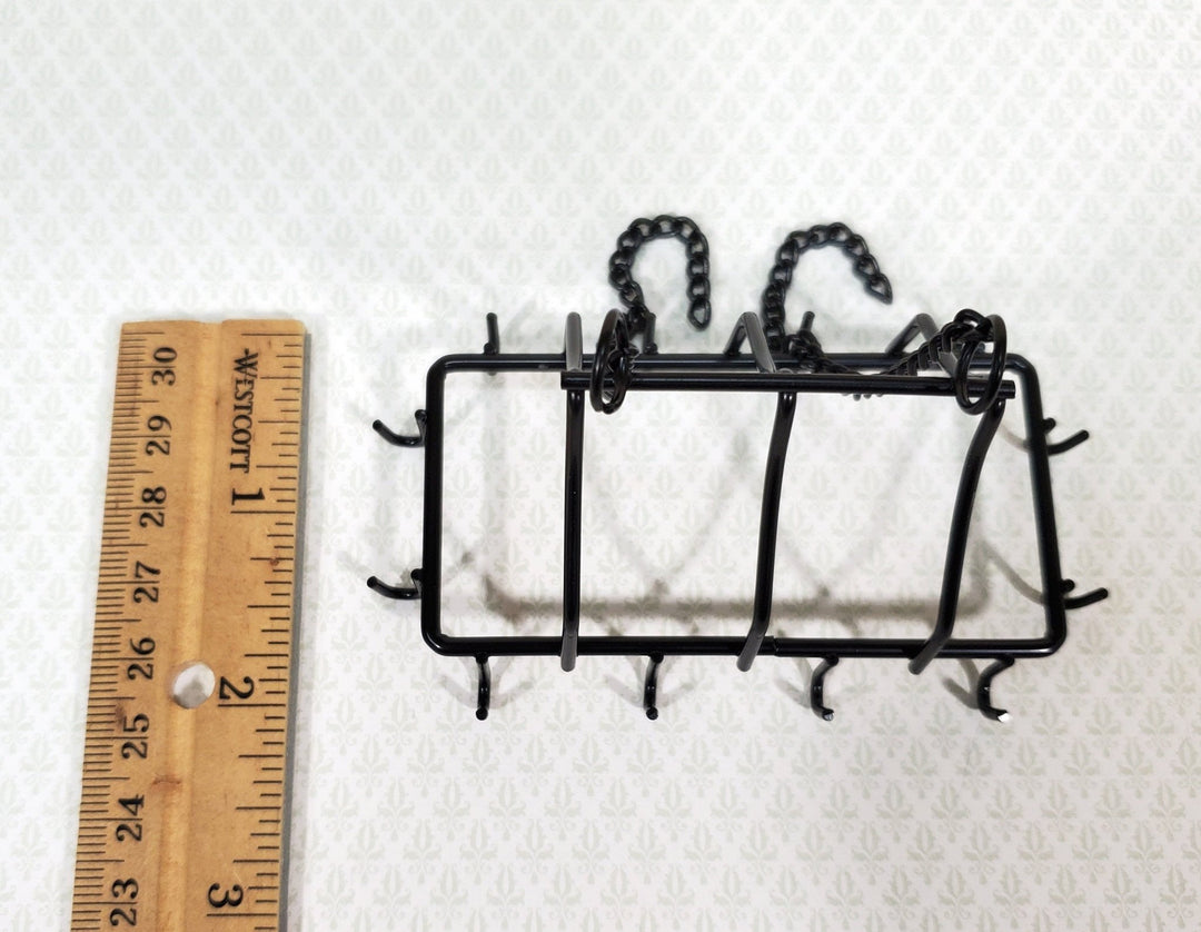 Dollhouse Pot Pan Hanger with Hooks Metal Kitchen Rack Large 1:12 or 1/6 Scale - Miniature Crush