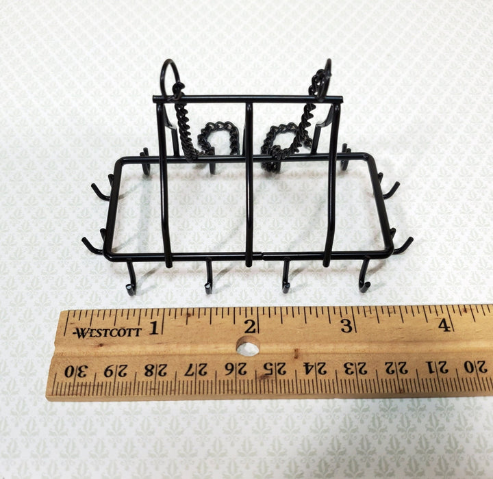 Dollhouse Pot Pan Hanger with Hooks Metal Kitchen Rack Large 1:12 or 1/6 Scale - Miniature Crush