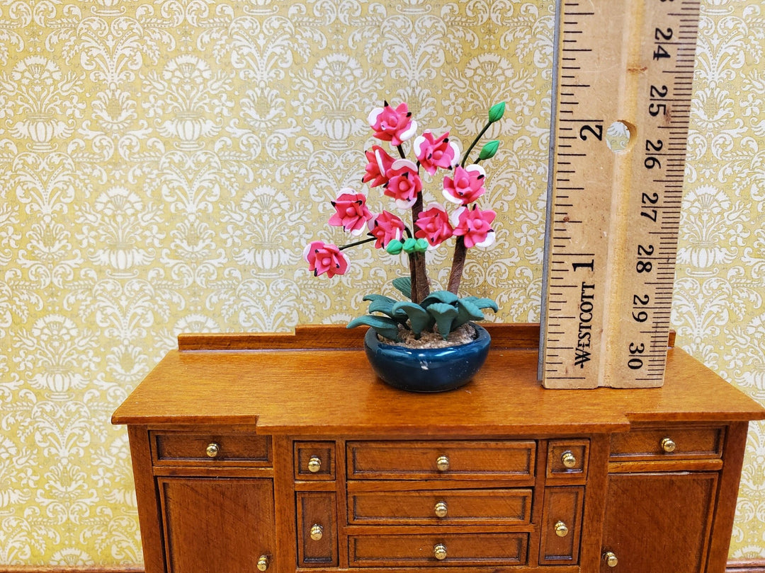 Dollhouse Potted Orchid Pink Large (Miniature) Flowering Plant in Pot 1:12 Scale - Miniature Crush