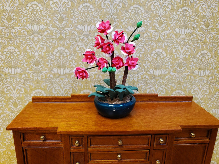 Dollhouse Potted Orchid Pink Large (Miniature) Flowering Plant in Pot 1:12 Scale - Miniature Crush