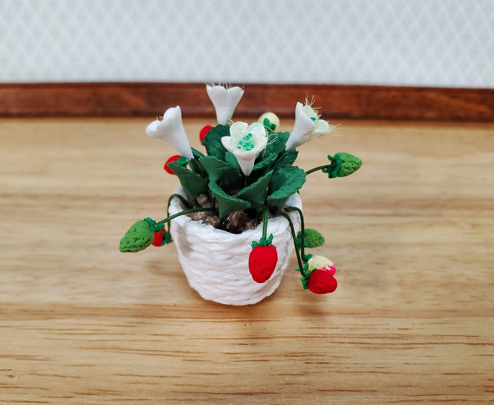 Dollhouse Potted Strawberry Plant in Bloom 1:12 Scale Miniature Garden - Miniature Crush