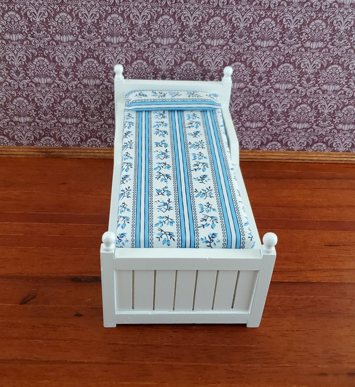 Dollhouse Pull Out Trundle Bed with Mattress White Twin Size 1:12 Scale Furniture - Miniature Crush