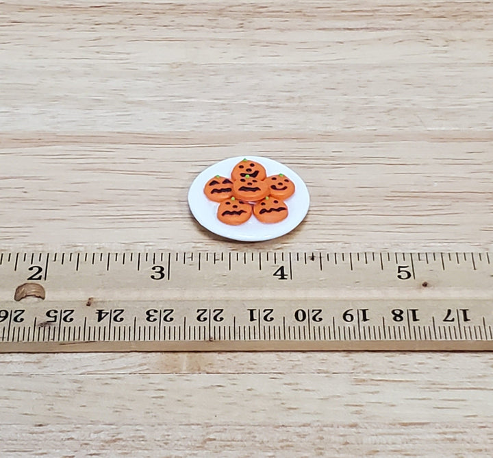 Dollhouse Pumpkin Cookies Halloween Dessert on Glass Plate 1:12 Scale Miniature Food - Miniature Crush