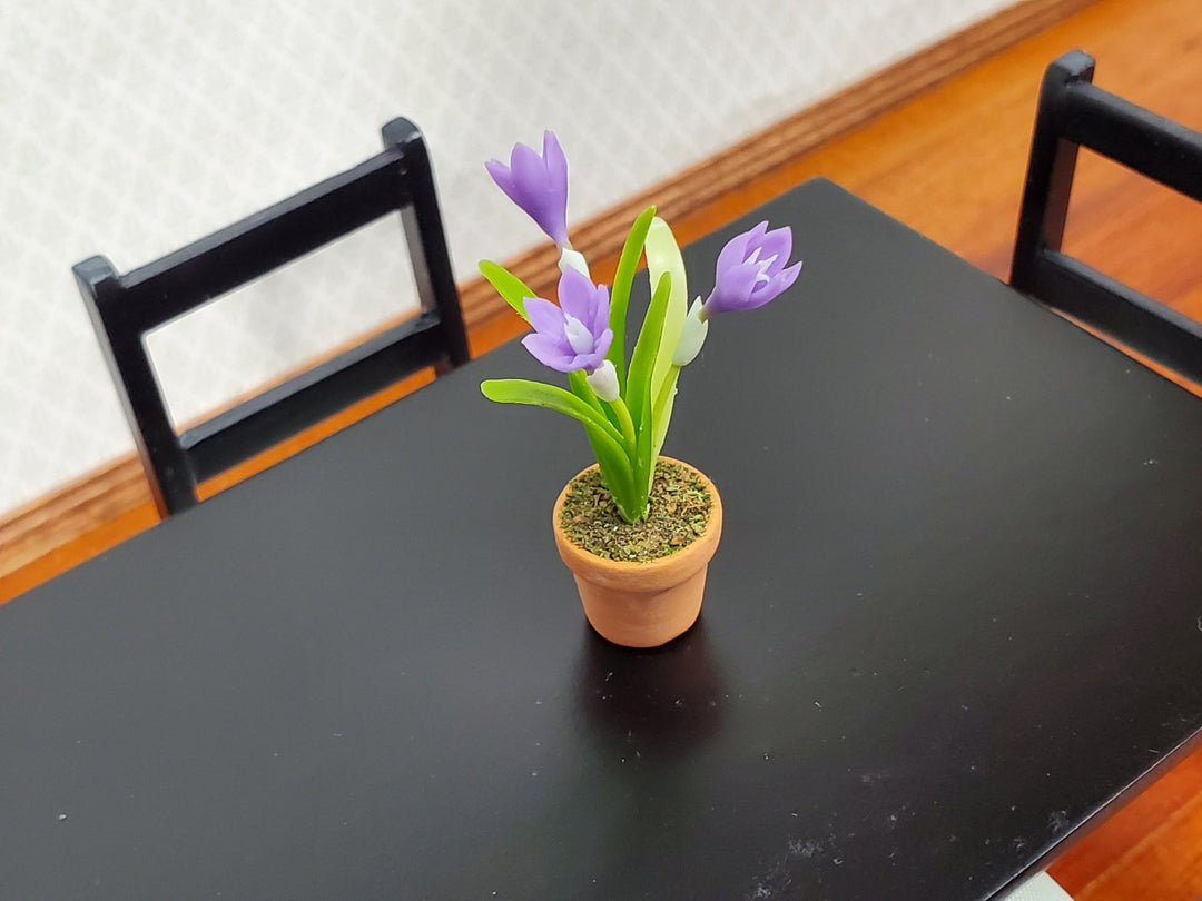 Dollhouse Purple Tulips in a Terra Cotta Planter 1:12 Scale Miniature Plant - Miniature Crush