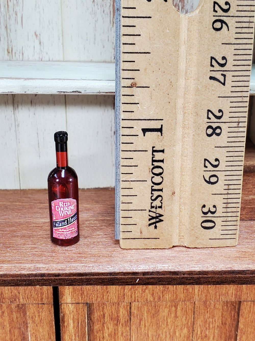 Dollhouse Red Cooking Wine Bottle 1:12 Scale Miniature Kitchen 1" Tall - Miniature Crush
