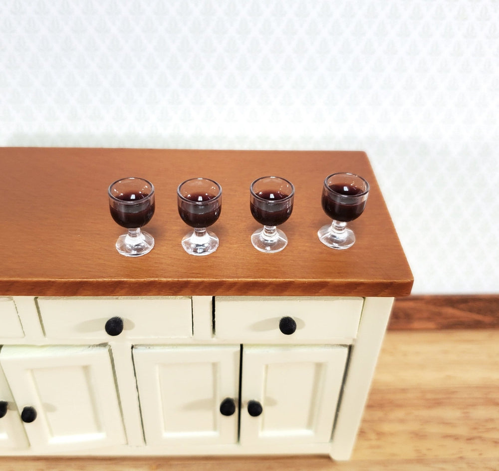 Dollhouse Red Wine Glasses Filled Set of 4 1:12 Scale Miniatures Plastic - Miniature Crush