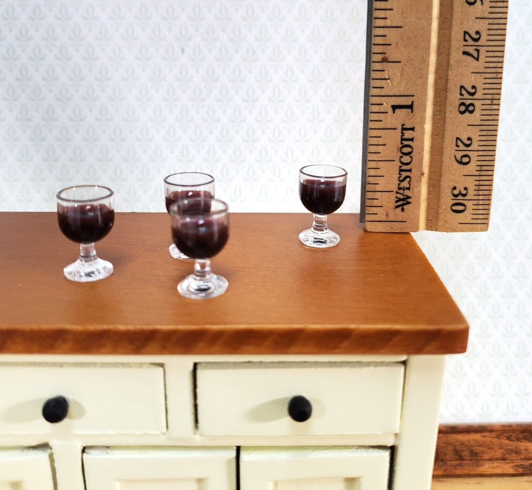 Dollhouse Red Wine Glasses Filled Set of 4 1:12 Scale Miniatures Plastic - Miniature Crush