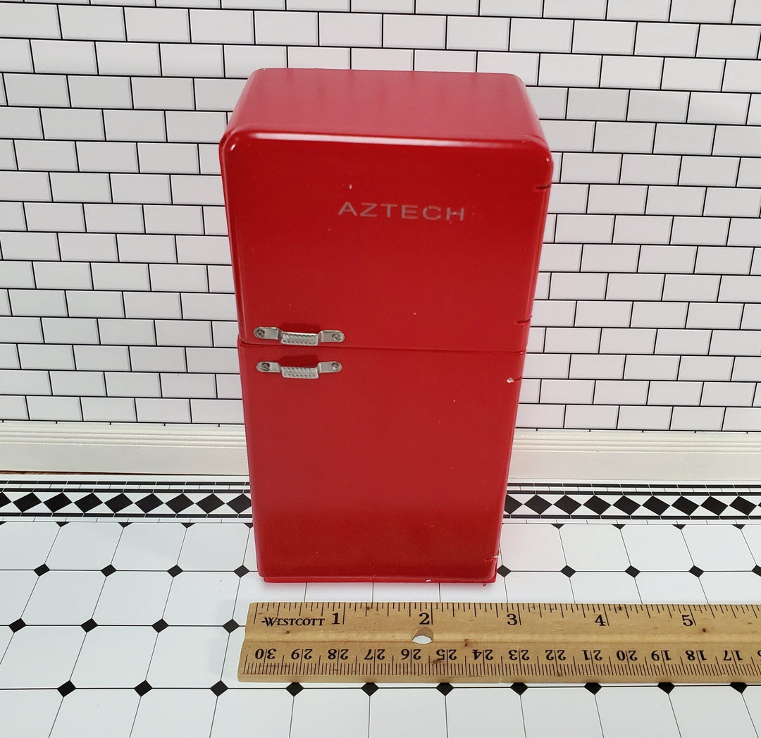 Dollhouse Refrigerator Fridge Retro 2 Door Red 1950s Style 1:12 Scale Wood Furniture - Miniature Crush
