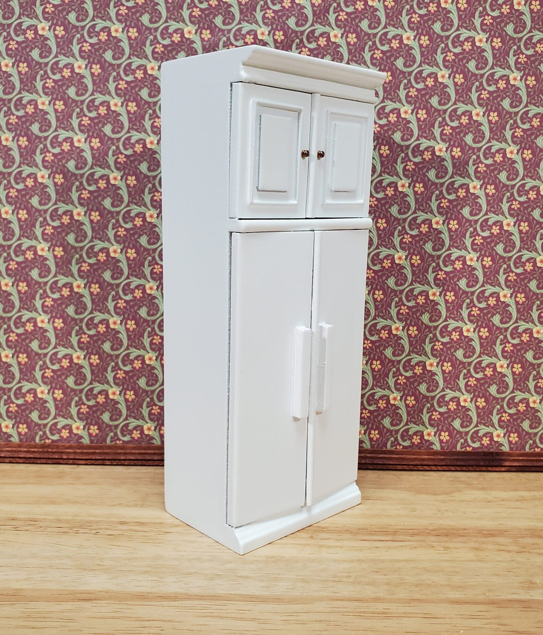 Dollhouse Refrigerator Fridge with Top Cupboard White 1:12 Scale Miniature Kitchen - Miniature Crush