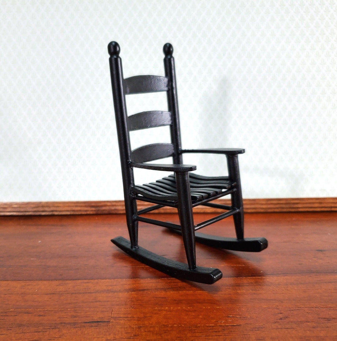 Dollhouse Rocking Chair Black Classic Style 1:12 Scale Miniature Furniture - Miniature Crush