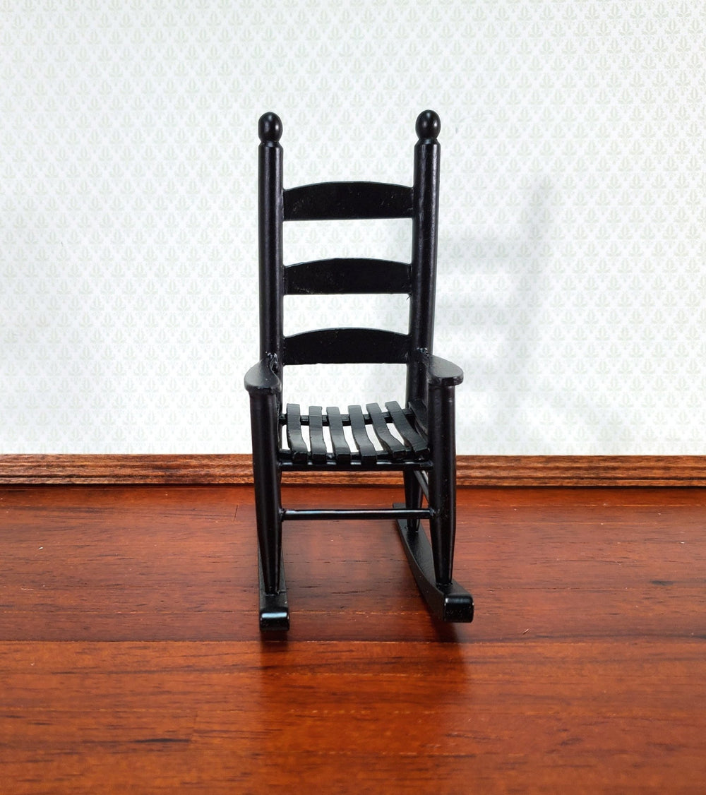 Dollhouse Rocking Chair Black Classic Style 1:12 Scale Miniature Furniture - Miniature Crush