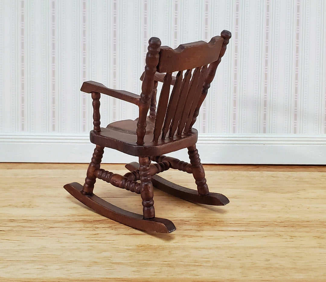 Dollhouse Rocking Chair Boston Style Rocker Walnut Finish 1:12 Scale Miniature Furniture - Miniature Crush