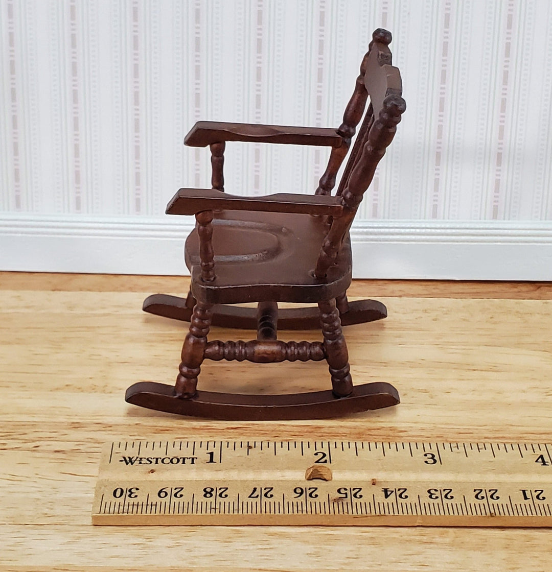 Dollhouse Rocking Chair Boston Style Rocker Walnut Finish 1:12 Scale Miniature Furniture - Miniature Crush