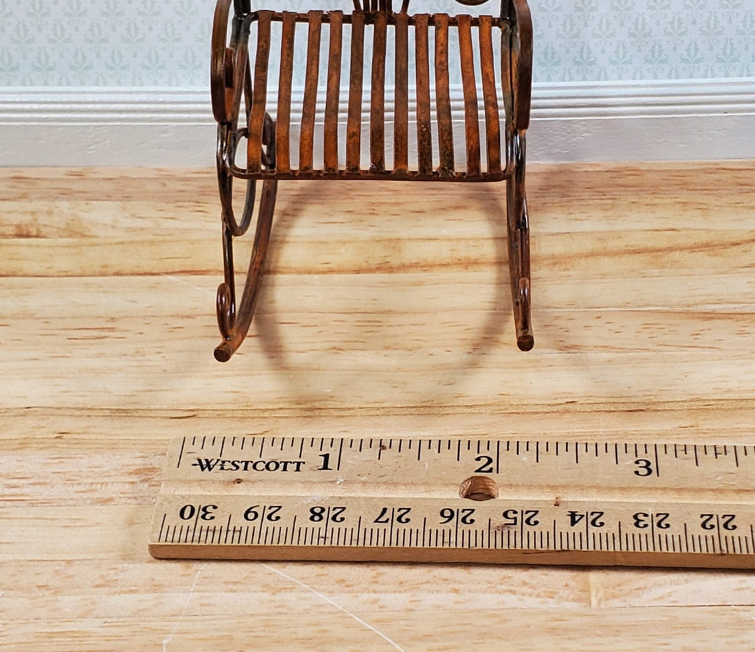 Dollhouse Rocking Chair for Patio Distressed Metal 1:12 Scale Fairy Garden - Miniature Crush