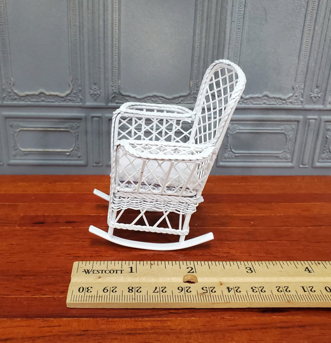 Dollhouse Rocking Chair for Patio White Metal 1:12 Scale Miniature Fairy Garden Furniture - Miniature Crush