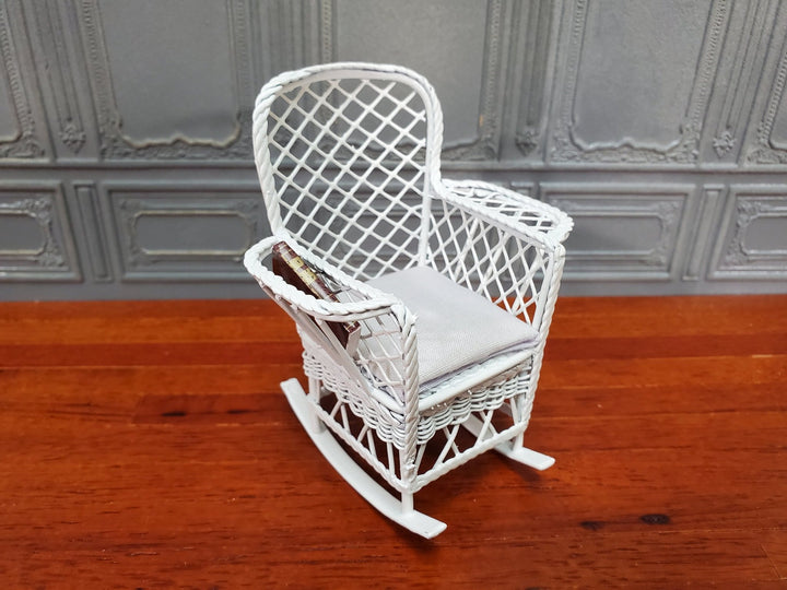 Dollhouse Rocking Chair for Patio White Metal 1:12 Scale Miniature Fairy Garden Furniture - Miniature Crush