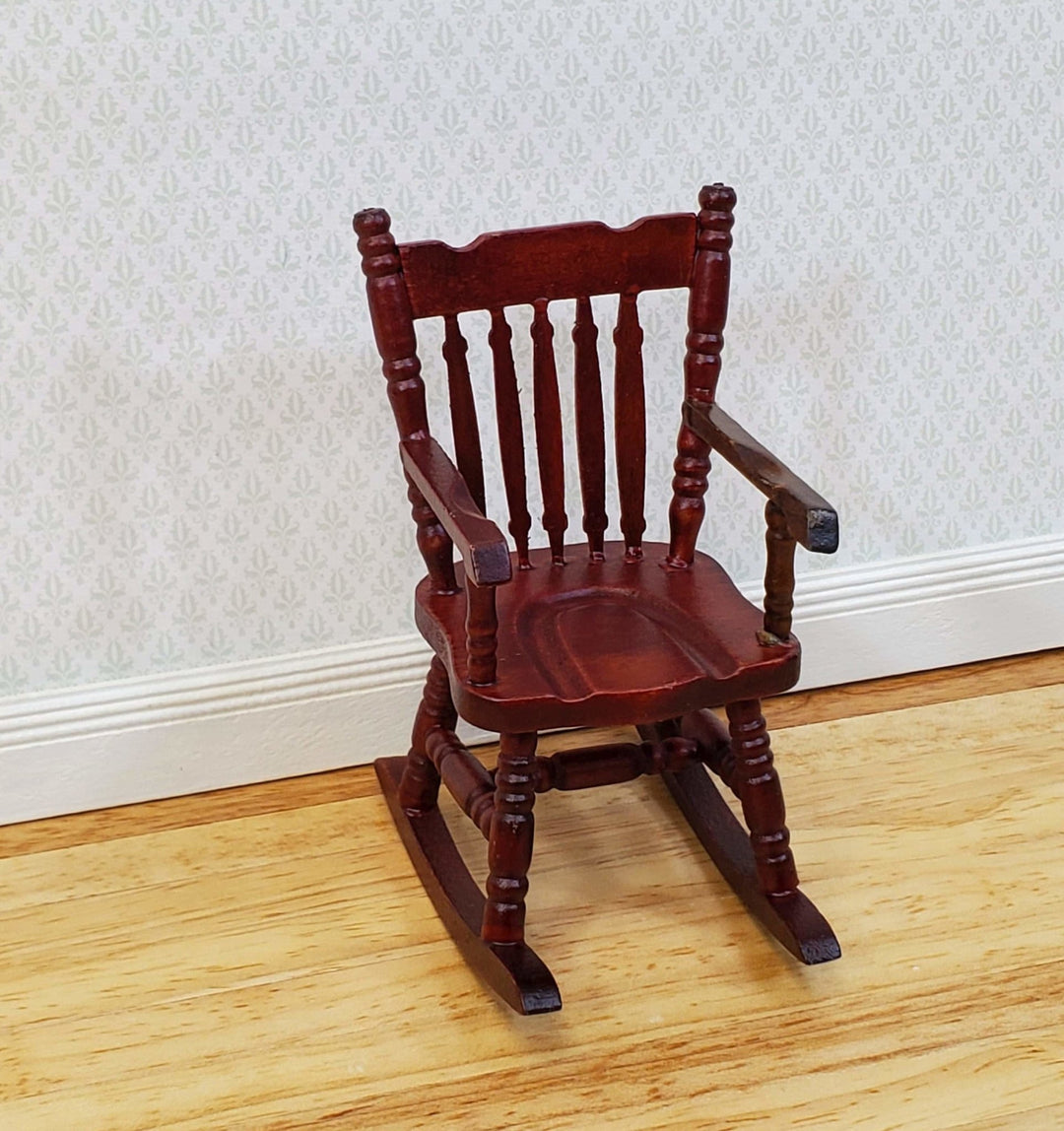 Dollhouse Rocking Chair Mahogany Finish Wood 1:12 Scale Miniature Furniture - Miniature Crush