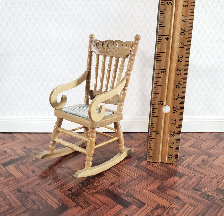 Dollhouse Rocking Chair Wood Light Oak Finish 1:12 Scale Miniature Furniture - Miniature Crush