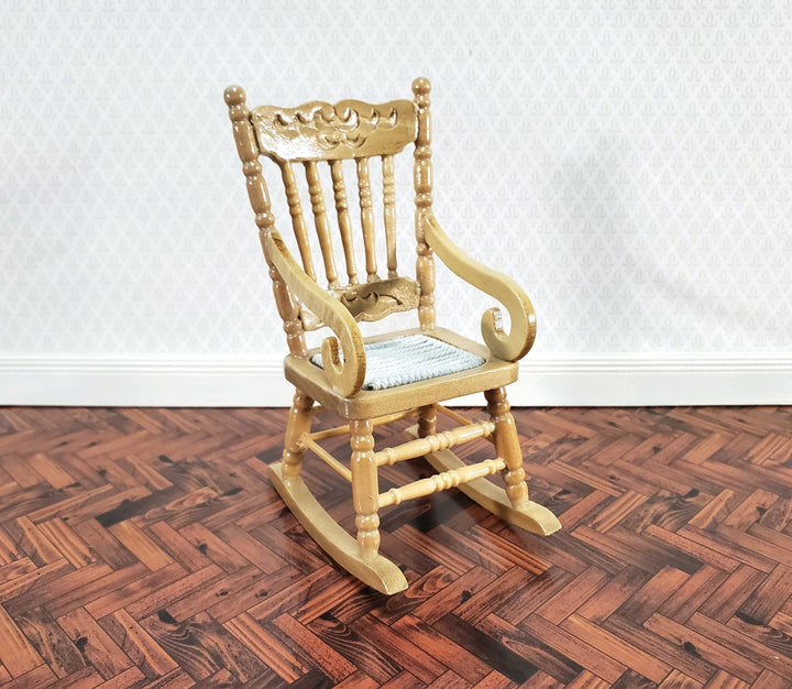 Dollhouse Rocking Chair Wood Light Oak Finish 1:12 Scale Miniature Furniture - Miniature Crush