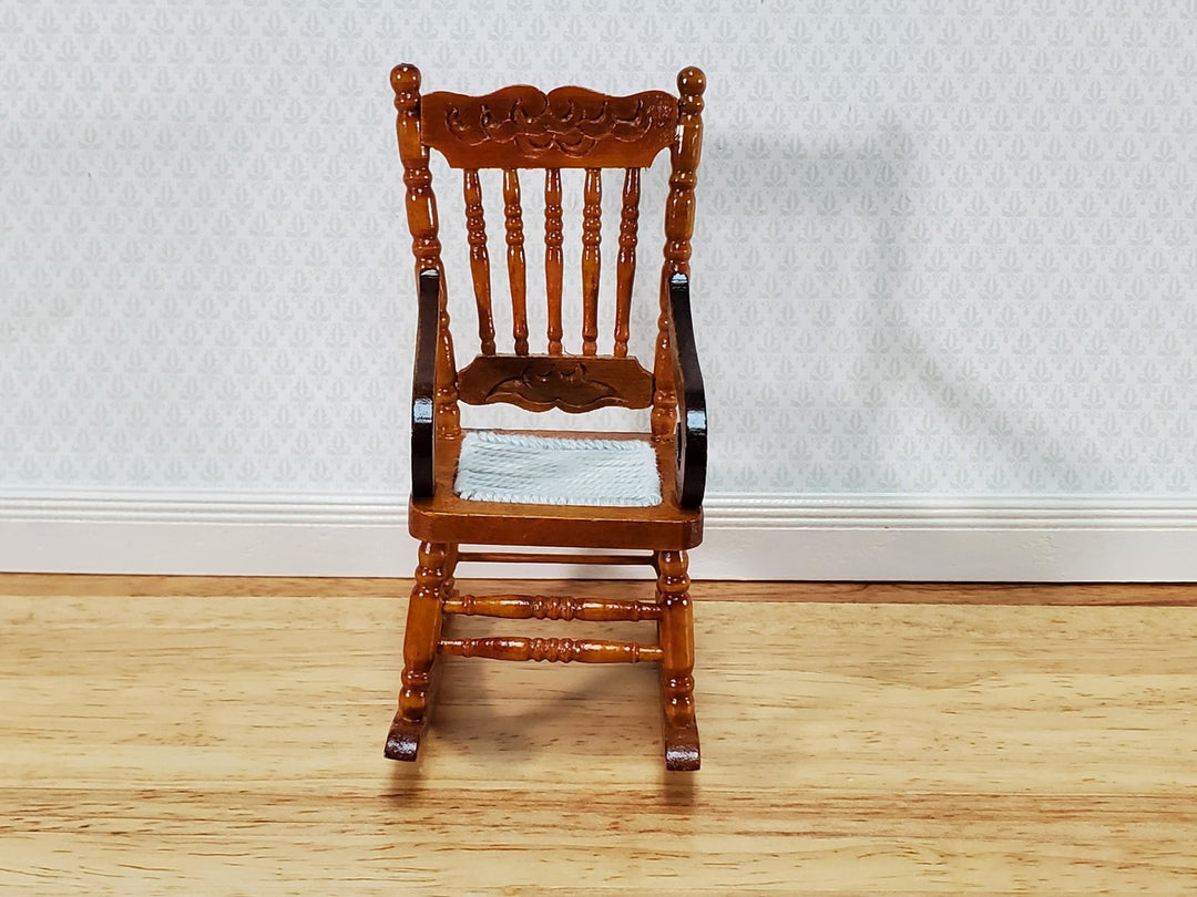 Dollhouse Rocking Chair Wood Walnut Finish 1:12 Scale Miniature Furniture T6806 - Miniature Crush