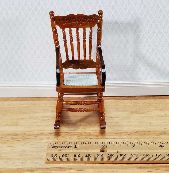 Dollhouse Rocking Chair Wood Walnut Finish 1:12 Scale Miniature Furniture T6806 - Miniature Crush