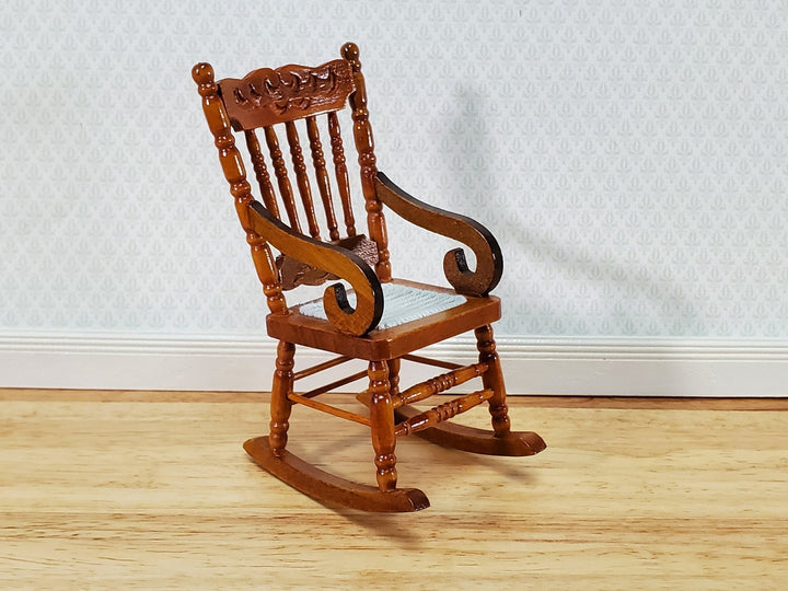 Dollhouse Rocking Chair Wood Walnut Finish 1:12 Scale Miniature Furniture T6806 - Miniature Crush