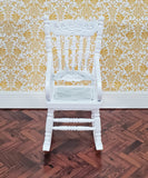 Dollhouse Rocking Chair Wood White Finish 1:12 Scale Miniature Furniture Rocker - Miniature Crush