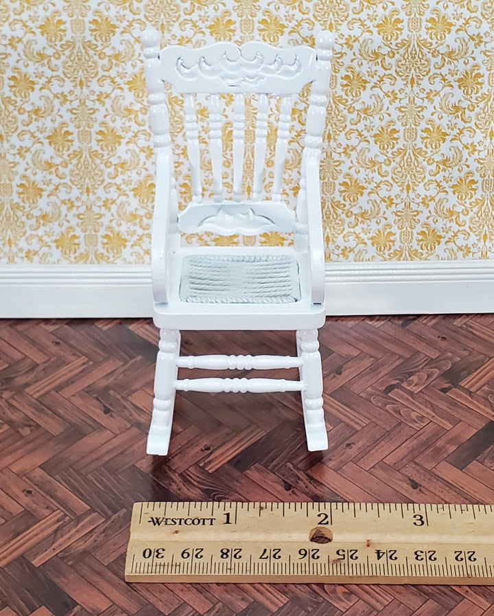 Dollhouse Rocking Chair Wood White Finish 1:12 Scale Miniature Furniture Rocker - Miniature Crush