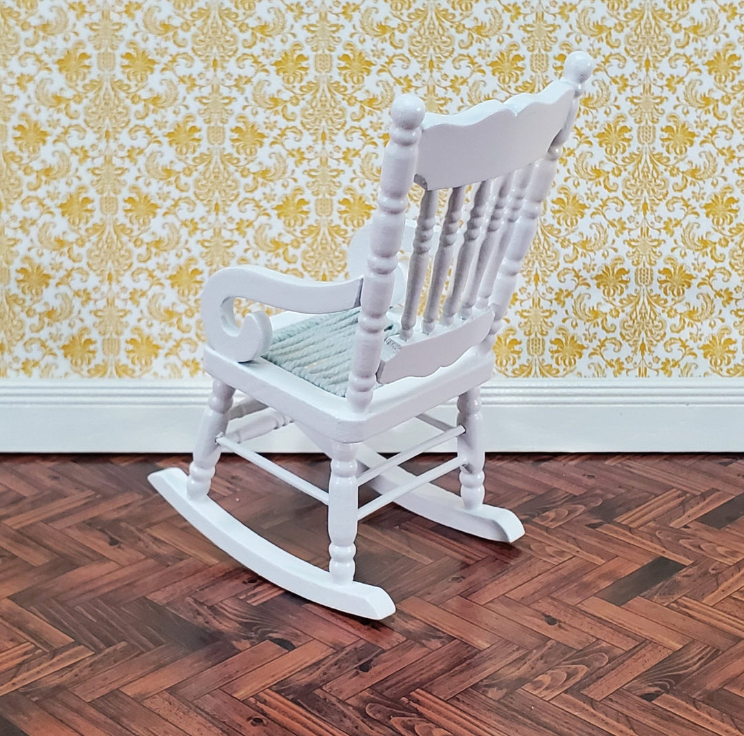 Dollhouse Rocking Chair Wood White Finish 1:12 Scale Miniature Furniture Rocker - Miniature Crush