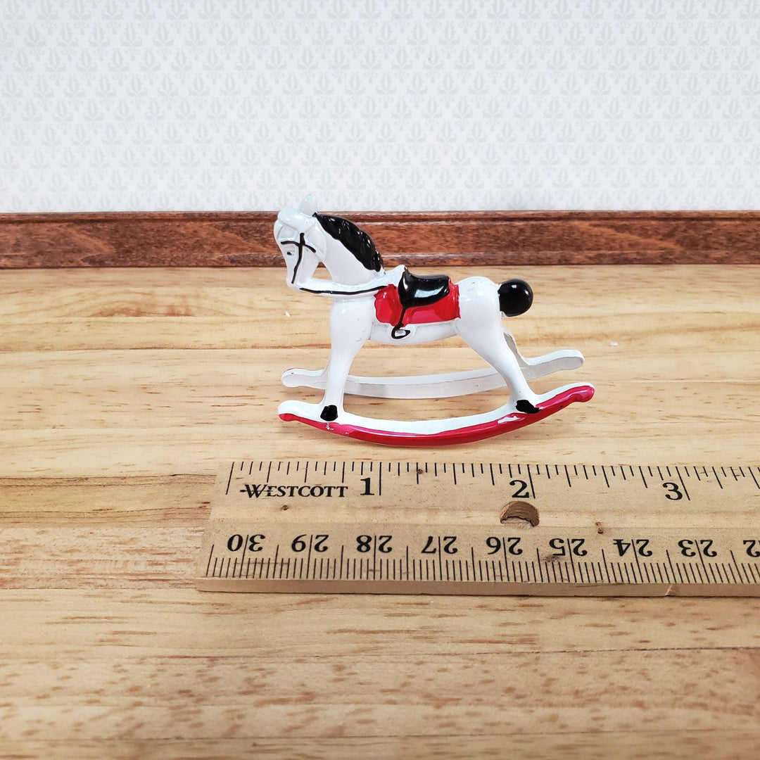 Dollhouse Rocking Horse Small Metal Toy for Nursery or Kids Bedroom - Miniature Crush