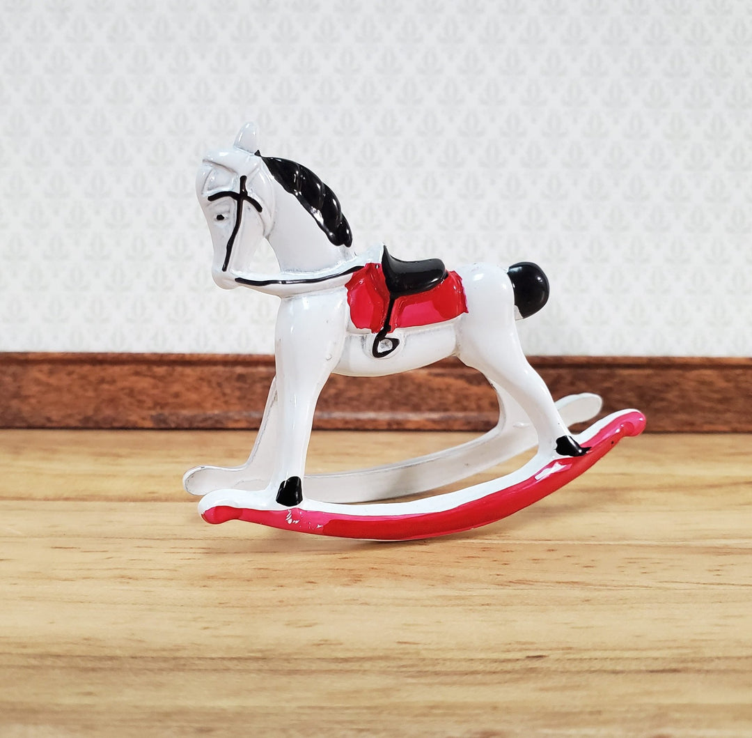 Dollhouse Rocking Horse Small Metal Toy for Nursery or Kids Bedroom - Miniature Crush