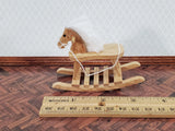 Dollhouse Rocking Horse Toy Light Oak Finish 1:12 Scale Miniature Wood for Nursery - Miniature Crush