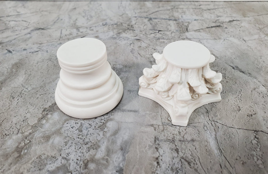 Dollhouse Roman Corinthian Capital & Base for Column or Pillar Large Cast Resin - Miniature Crush