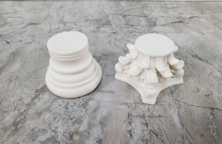 Dollhouse Roman Corinthian Capital & Base for Column or Pillar Large Cast Resin - Miniature Crush