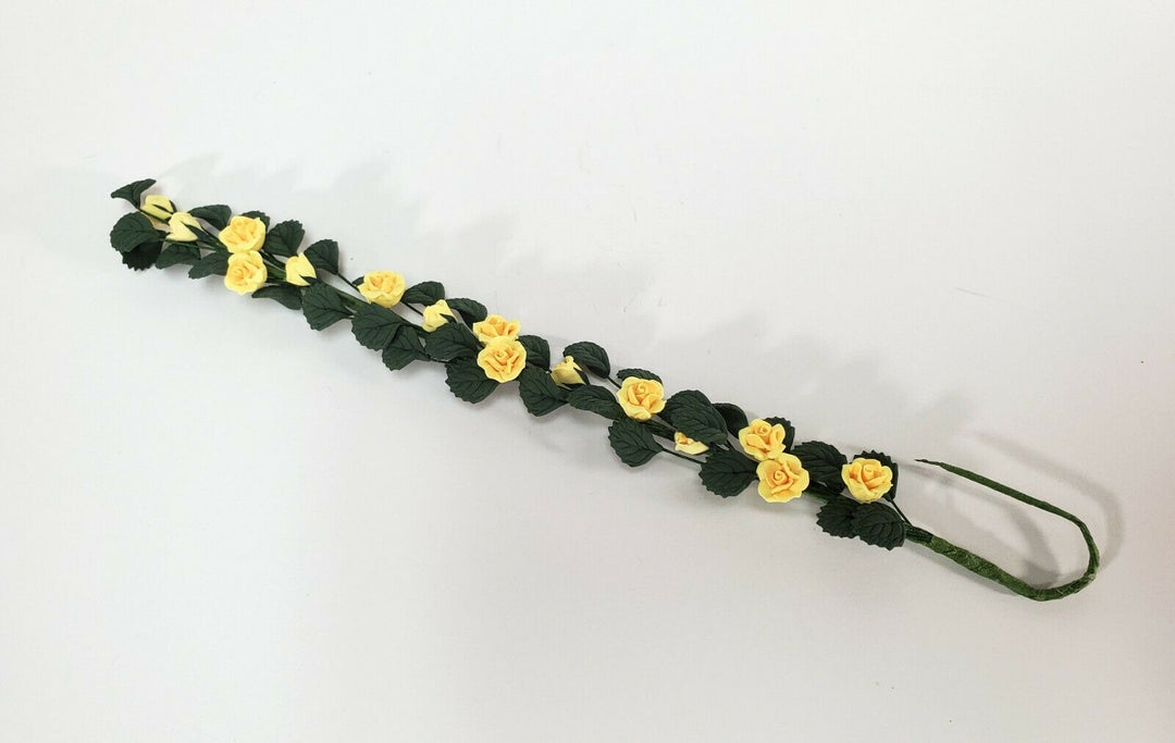 Dollhouse Roses Climbing Yellow Bendable 7" Strand Miniature Flowers Garden - Miniature Crush