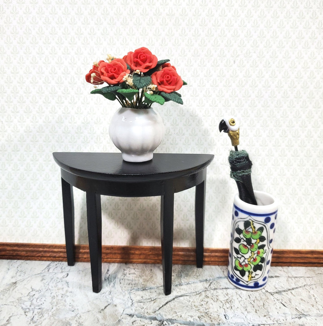 Dollhouse Roses Half Dozen in Ceramic White Vase 1:12 Scale Miniature Flowers - Miniature Crush