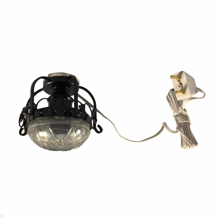 Dollhouse Round Ceiling Light Black 12 Volt with Plug 1:12 Scale Miniature - Miniature Crush