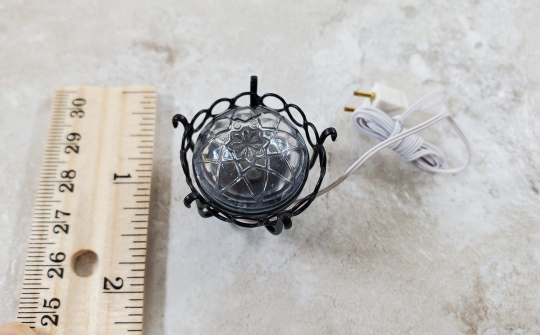 Dollhouse Round Ceiling Light Black 12 Volt with Plug 1:12 Scale Miniature - Miniature Crush