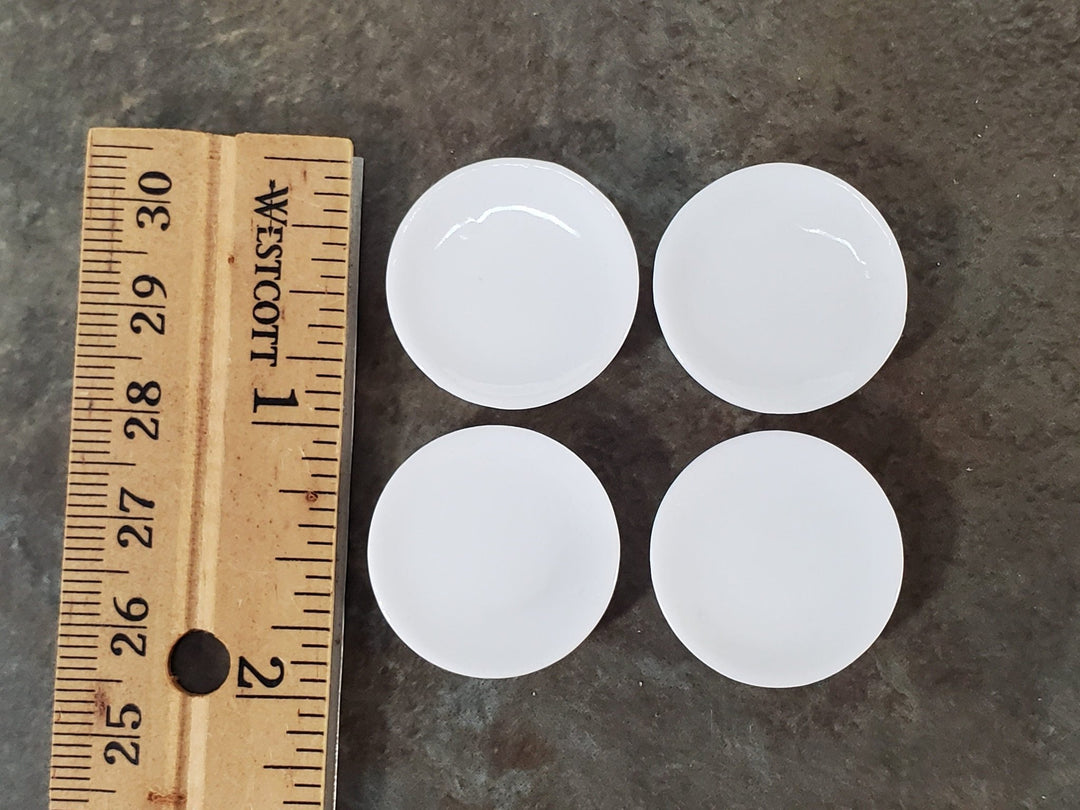 Dollhouse Round Dinner Plates All White Set of 4 Ceramic 1" 1:12 Scale Miniatures - Miniature Crush