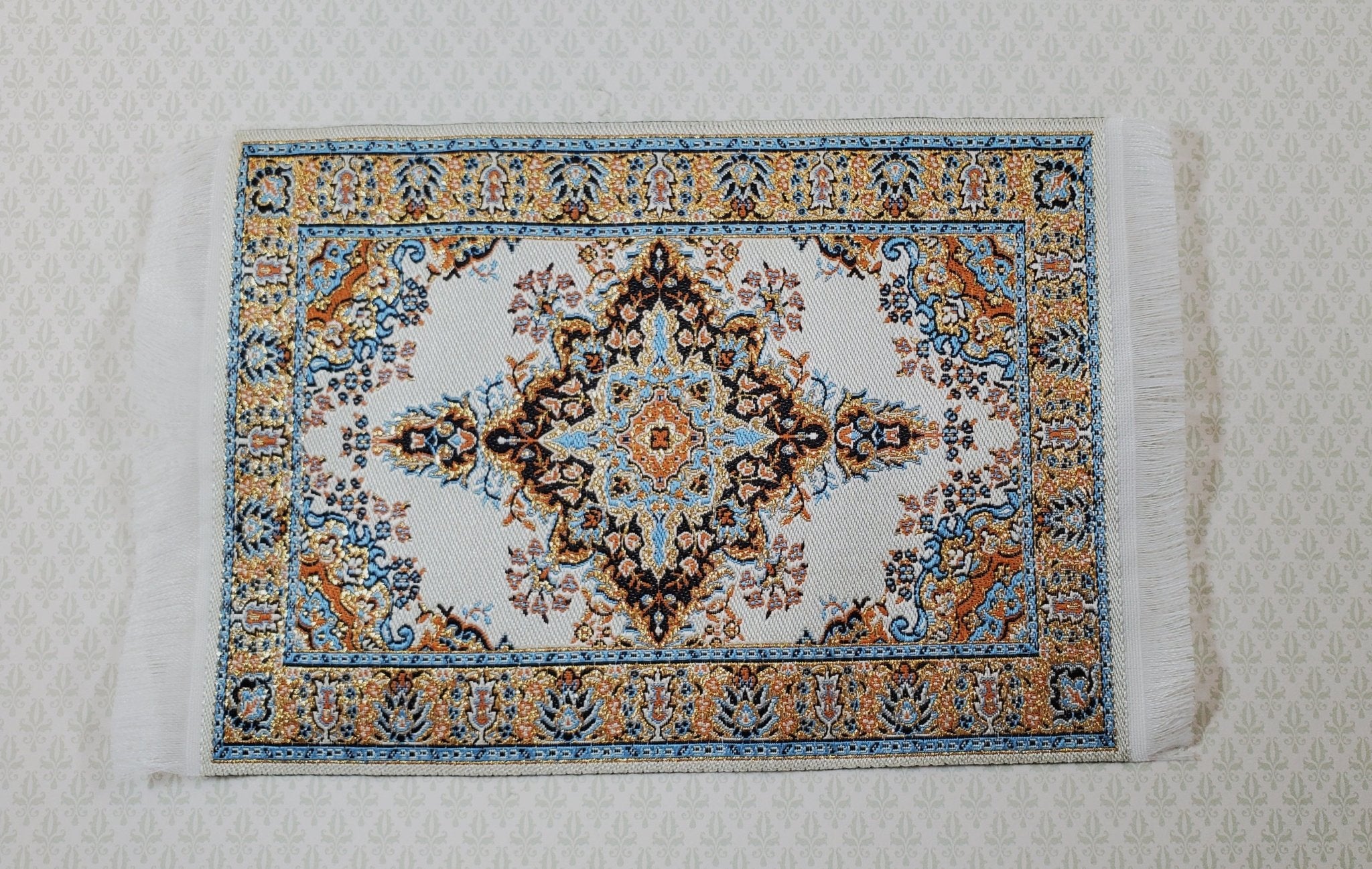 Dollhouse Miniature 1” Scale Vintage on sale White & Blue Rug