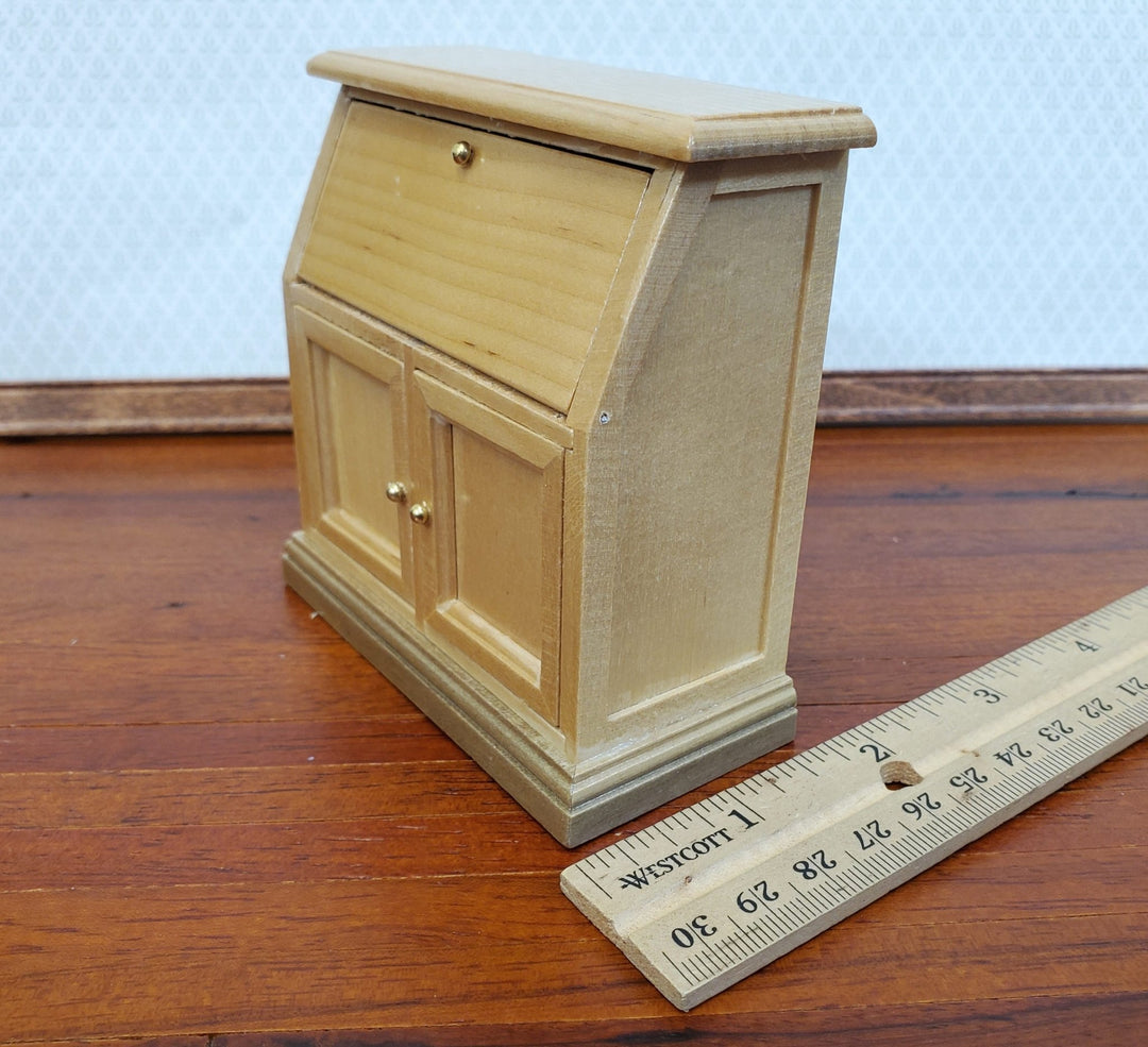 Dollhouse Secretary Writing Desk with Drawer Light Oak Finish 1:12 Scale Furniture - Miniature Crush