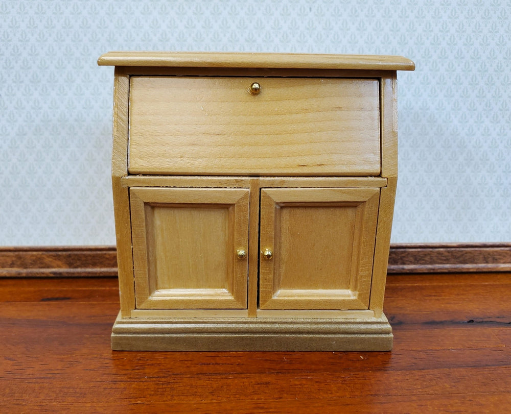 Dollhouse Secretary Writing Desk with Drawer Light Oak Finish 1:12 Scale Furniture - Miniature Crush
