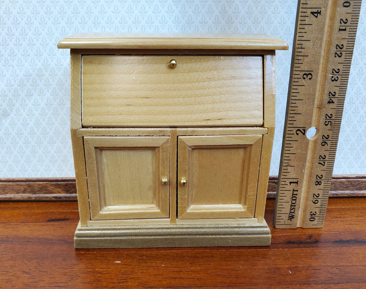 Dollhouse Secretary Writing Desk with Drawer Light Oak Finish 1:12 Scale Furniture - Miniature Crush