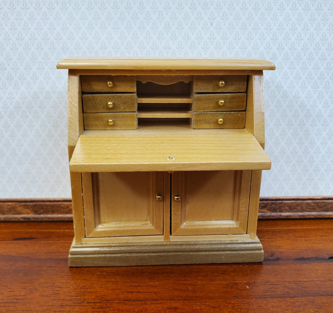 Dollhouse Secretary Writing Desk with Drawer Light Oak Finish 1:12 Scale Furniture - Miniature Crush