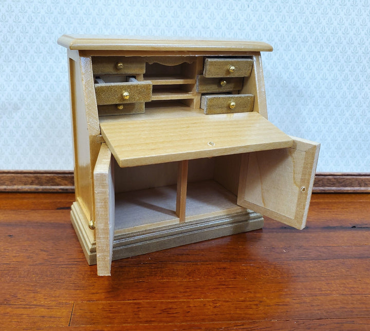 Dollhouse Secretary Writing Desk with Drawer Light Oak Finish 1:12 Scale Furniture - Miniature Crush