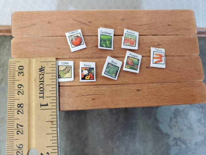 Dollhouse Seed Packets 8 Packages Miniature Garden Props 1:12 Scale Gardening - Miniature Crush