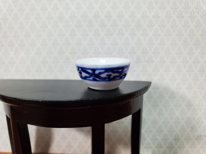 Dollhouse Serving Bowl Ceramic Blue & White 1:12 Scale Miniature Dishes Decor - Miniature Crush