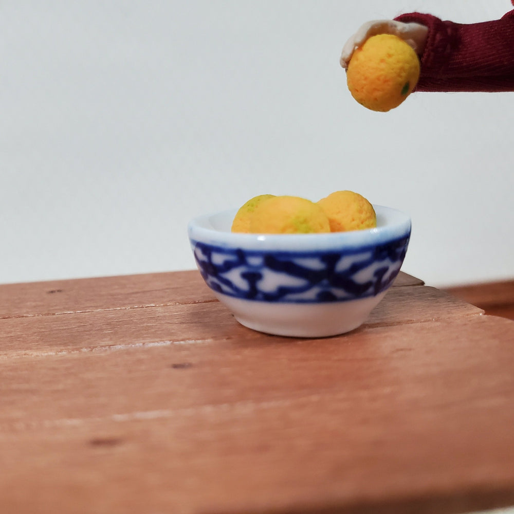Dollhouse Serving Bowl Ceramic Blue & White 1:12 Scale Miniature Dishes Decor - Miniature Crush