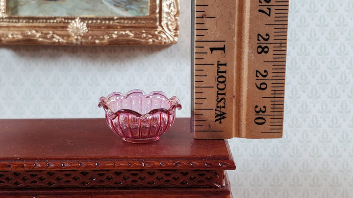 Dollhouse Serving Bowl Pink Cranberry Glass 1:12 Scale Philip Grenyer Hand Blown - Miniature Crush