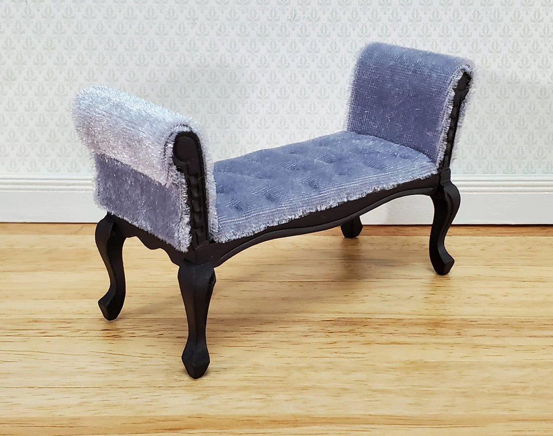 Dollhouse Settee Bench Gray Padded Tufted Seat 1:12 Scale Miniature Furniture - Miniature Crush